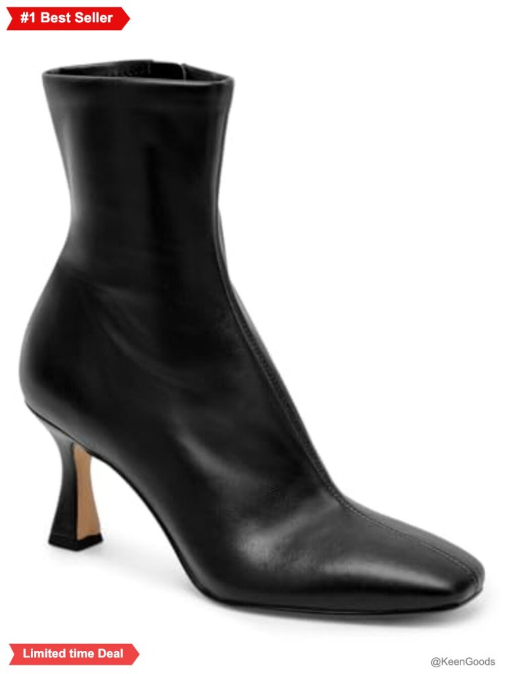 Womens Kitten Heel Ankle Boots Square Toe Side Zipper Faux Leather Dressy